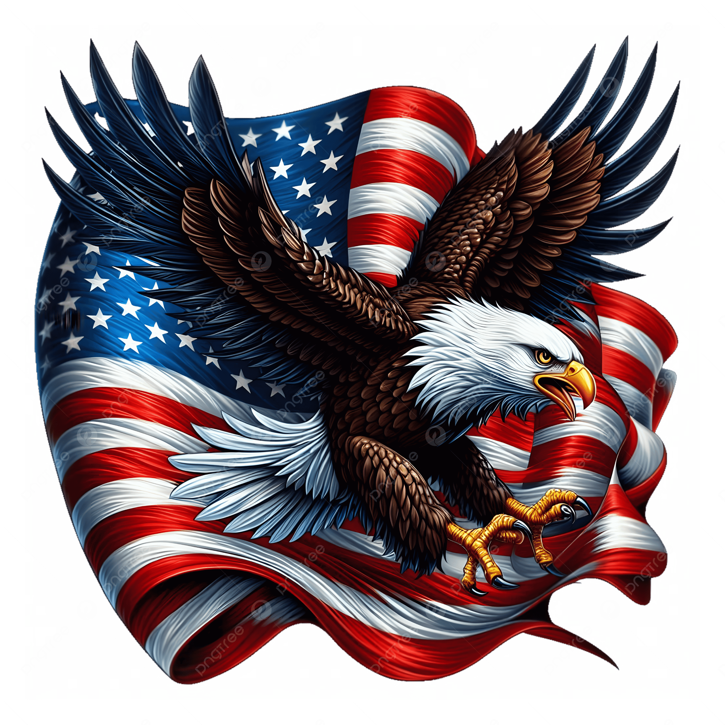 Bald eagle with American flag illustration for Patriot TV support section